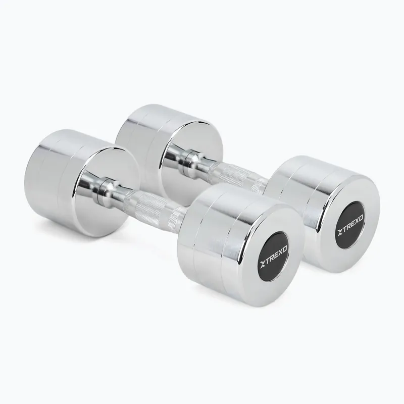 Vysoce Kvalitní Chromované činky XTREXO 2x8 kg silver
