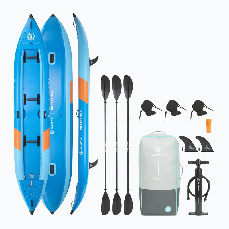 Značkový Nafukovací kajak pro 3 osoby AQUASTIC Cortez 15‘7" hybrid blue