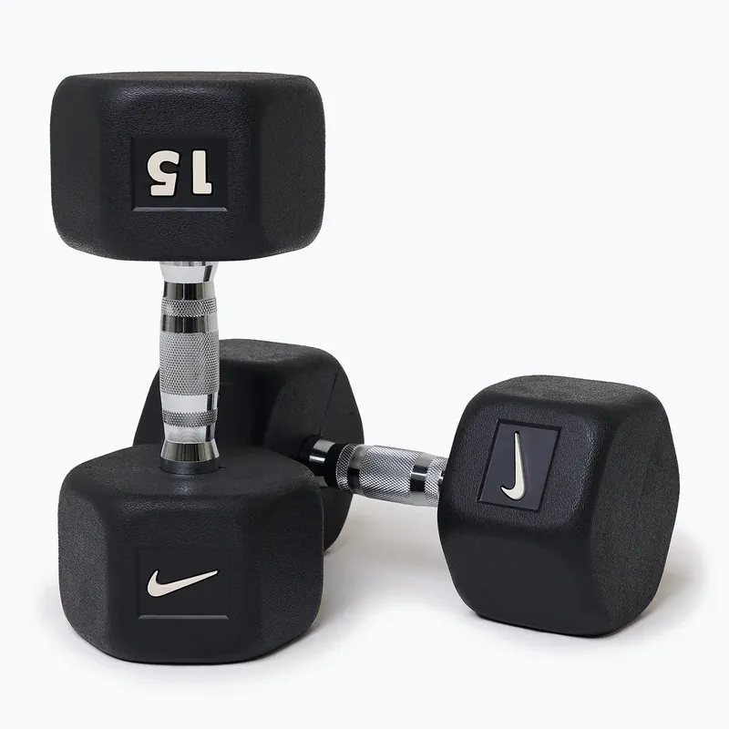 Zlevněný Pogumovaná činka Nike Strength Hex Dumbbell 15 kg black/white