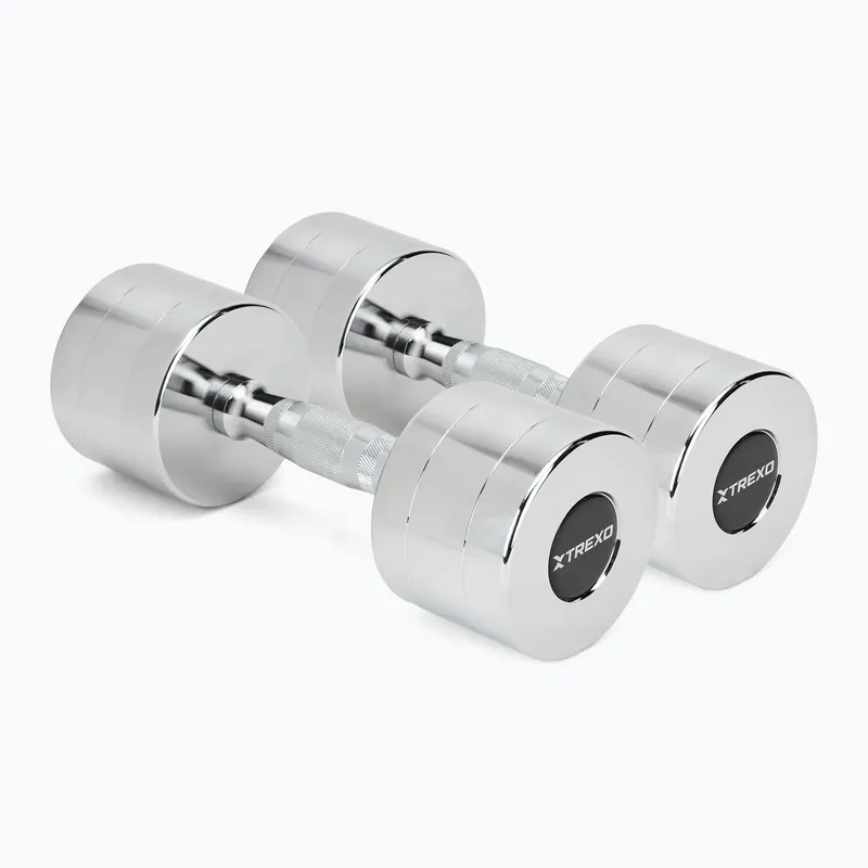 Chromované činky XTREXO 2x9 kg silver Ověřený