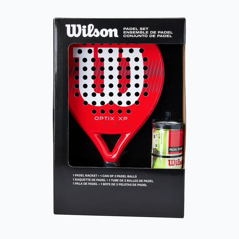Nová Kolekce Padelová raketa + 3 míče Wilson Optix XP Padel Kit Box red