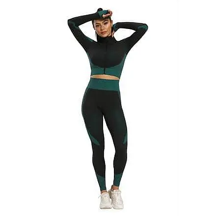 Yoga Sense fitness set dámský zelená tm. Expresní Doručení