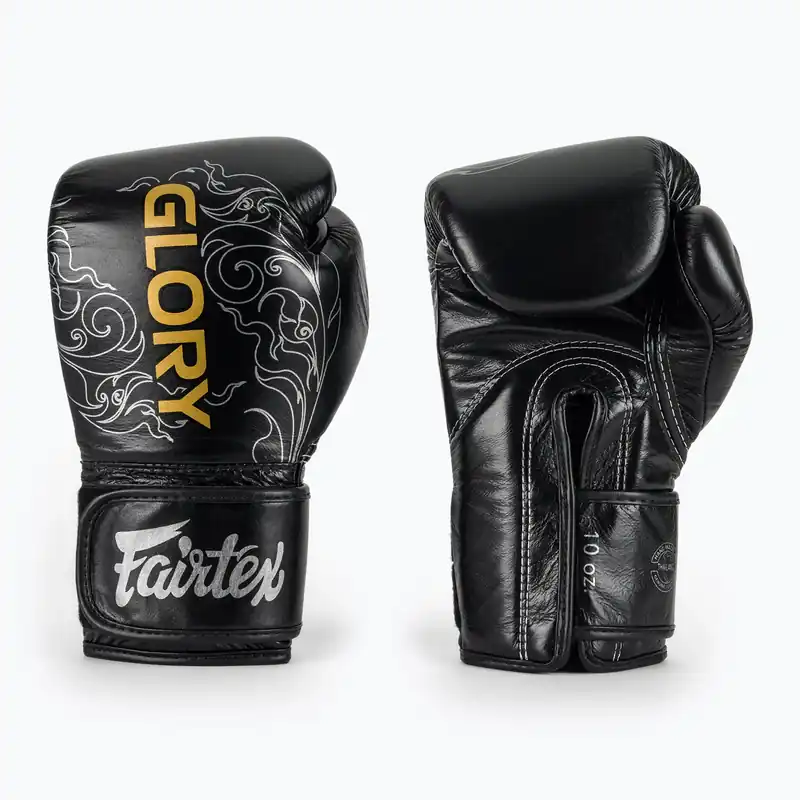 Boxerské rukavice Fairtex Glory Kickboxing Competition Training Boxerské black/silver Levný