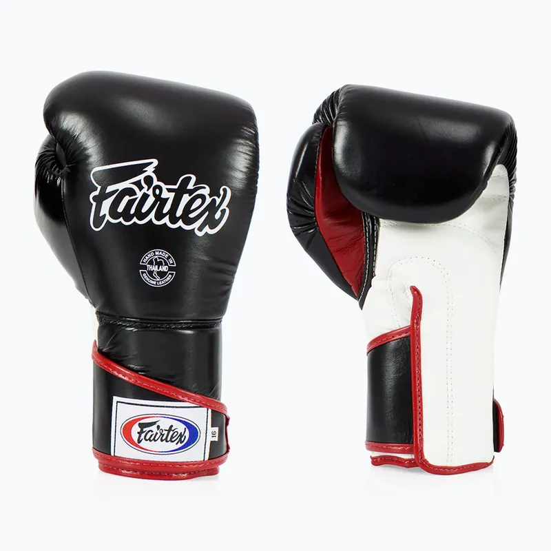 Novinka Stylové boxerské rukavice Fairtex Angular Sparring - uzamčený palec černá/bílá/červená