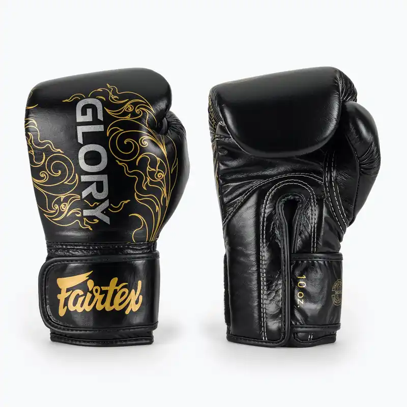 Boxerské rukavice Fairtex Glory Kickboxing Competition Training black/gold Časově Omezené