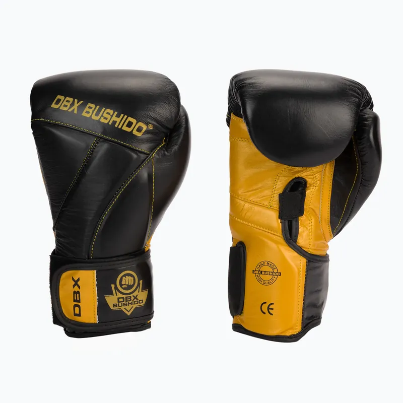 Boxerské rukavice Bushido z přírodní kůže černé B-2v14-10 oz Must-Have