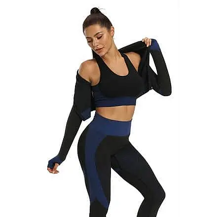 Yoga Sense fitness set dámský černá-modrá Vrácení Zdarma