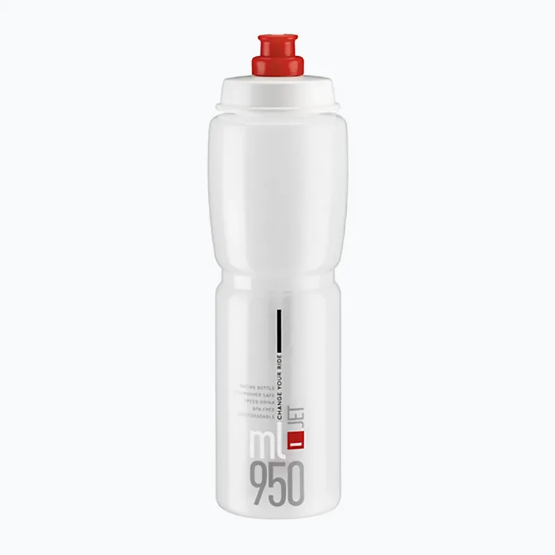 Cyklistická láhev Elite Jet 950 ml clear/red logo Novinka