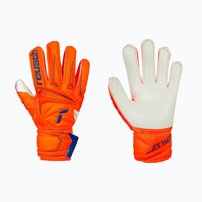 Dětské brankářské rukavice Reusch Attrakt Solid Finger Support Junior shocking orange/blue Rychlé Dodání