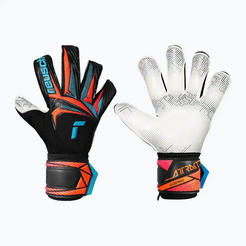 Levný Brankářské rukavice Reusch Attrakt Advance Evolution Glueprint black/aqua blue/shocking orange