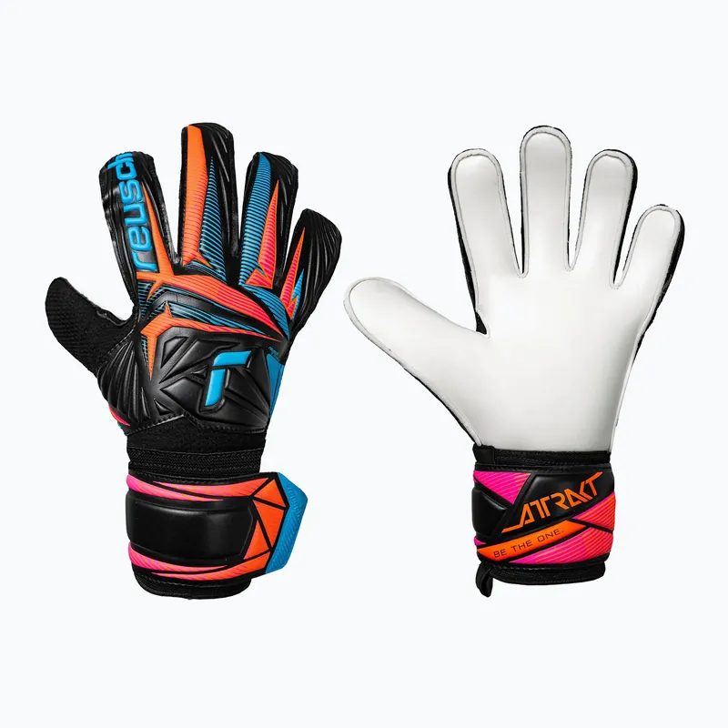 Bezpečná Platba Brankářské rukavice Reusch Attrakt Solid black/aqua blue/shocking orange