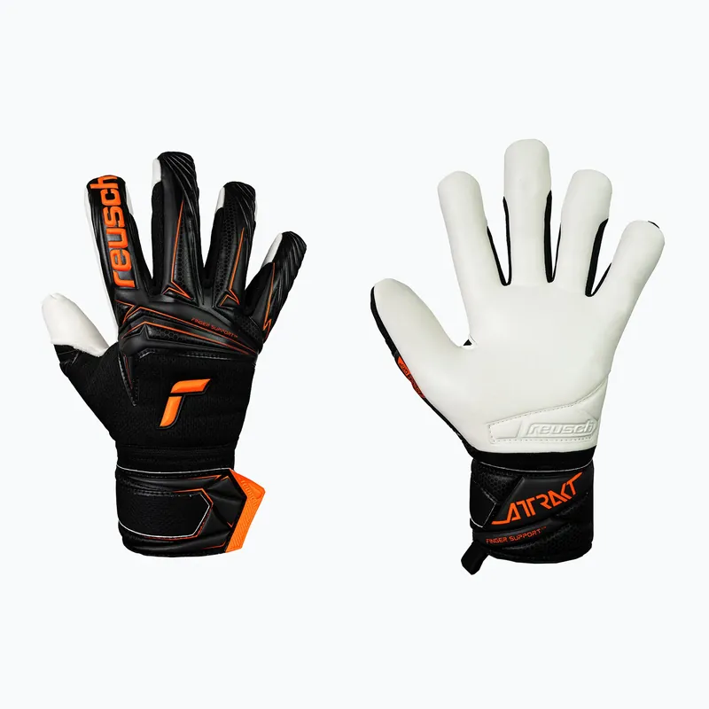 Zlevněný Brankářské rukavice Reusch Attrakt Advance Finger Support black/shocking orange