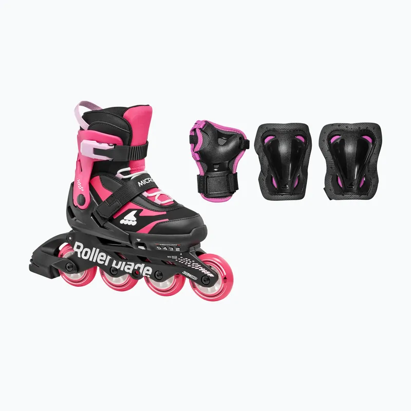 Dětské kolečkové brusle s chrániči Rollerblade Microblade Combo Jr black/pink Novinka Speciální Cena