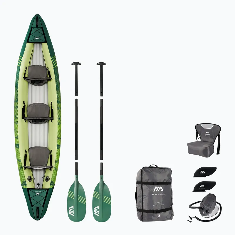 AquaMarina Rekreační kanoe Nafukovací kajak pro 3 osoby 12‘2″ Ripple-370 zelený Nakupujte Hned