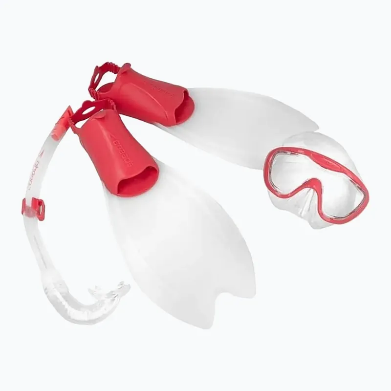 Super Cena Speedo Glide Junior Scuba sada dětská maska + ploutve + šnorchl čirá červená