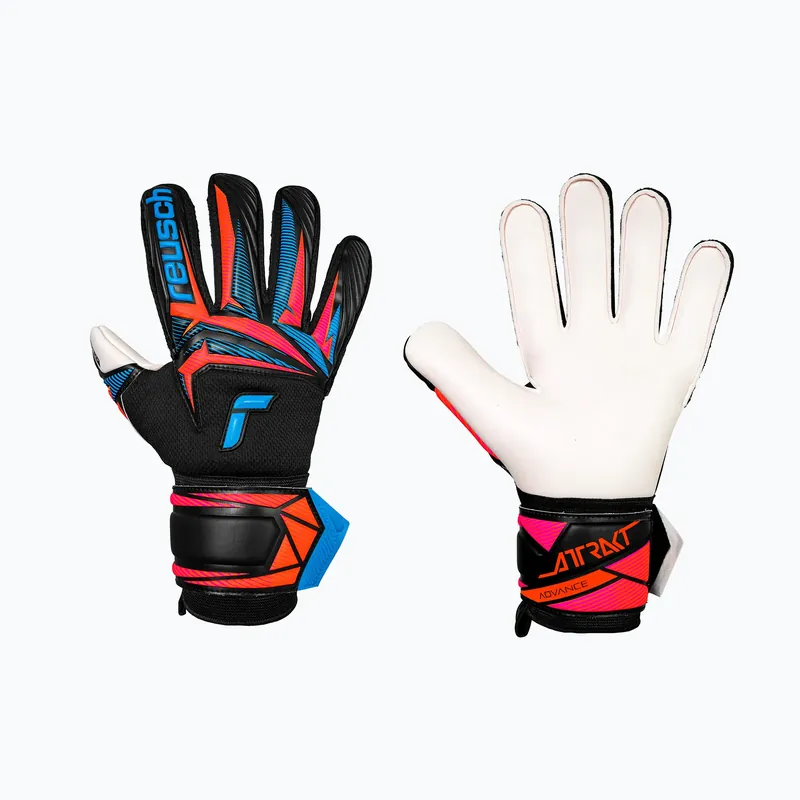 Brankářské rukavice Reusch Attrakt Advance black/aqua blue/shocking orange Sezónní Sleva