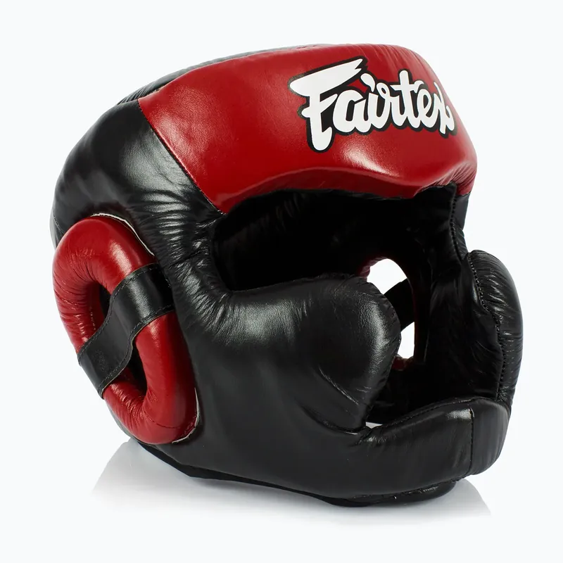 Boxerská helma Fairtex Diagonal Vision Sparring - Full Head Coverage black/rd Super Cena