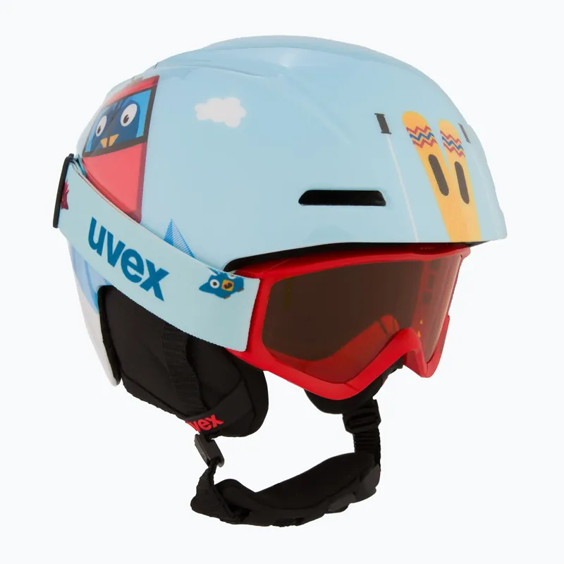 Dětská lyžařská helma UVEX Viti Set + gogle Speedy Pro light blue birdy/lasergold lite Objednat Nyní