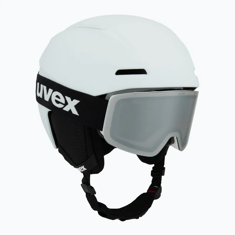 Cenový Hit Dětská lyžařská helma UVEX Viti Set + lyžařské brýle Speedy Pro white matt/mirror silver/green/clear