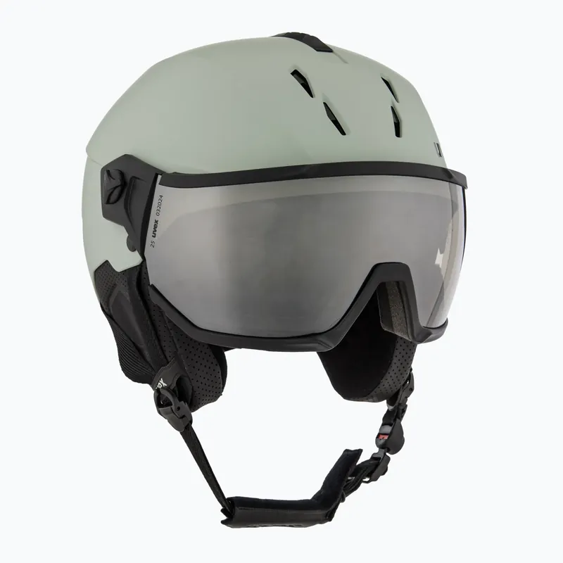 Vrácení Zdarma Lyžařská helma UVEX Instinct Visor oxid green matt/mirror silver/smoke