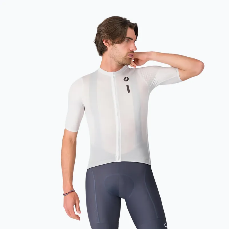 Pánský cyklistický dres Castelli Drittone Logo white/black Oblíbený