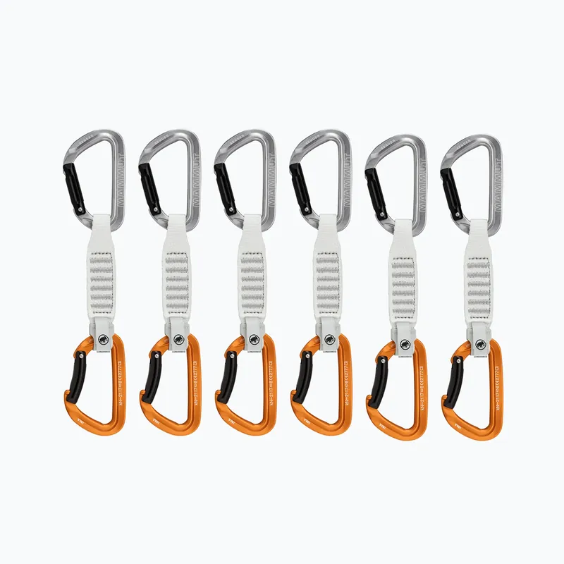 Časově Omezené Expresky Mammut Sender Keylock 12 cm Quickdraws 6 pcs. straight gate/bent gate key lock, light grey/gold