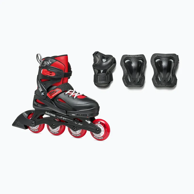 Dětské kolečkové brusle s chrániči Rollerblade Fury Combo Jr black/red Nejprodávanější
