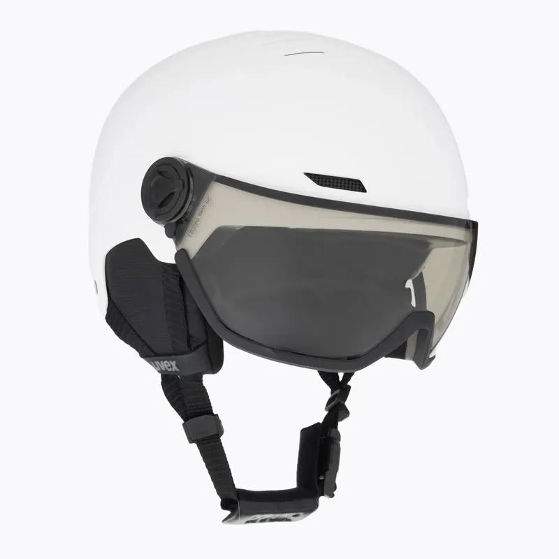 Lyžařská helma UVEX Wanted Visor Pro V white matt/variomatc smoke Vysoce Kvalitní