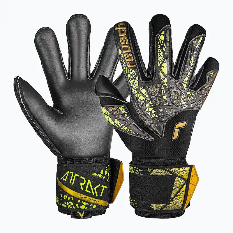 Brankářské rukavice Reusch Attrakt Duo Finger Support black/gold/yellow/black Finální Výprodej