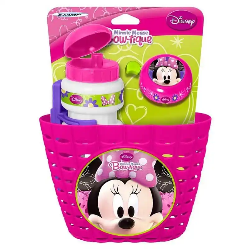 Cyklistická sada Myška Minnie (košík, láhev, zvonek) Levný