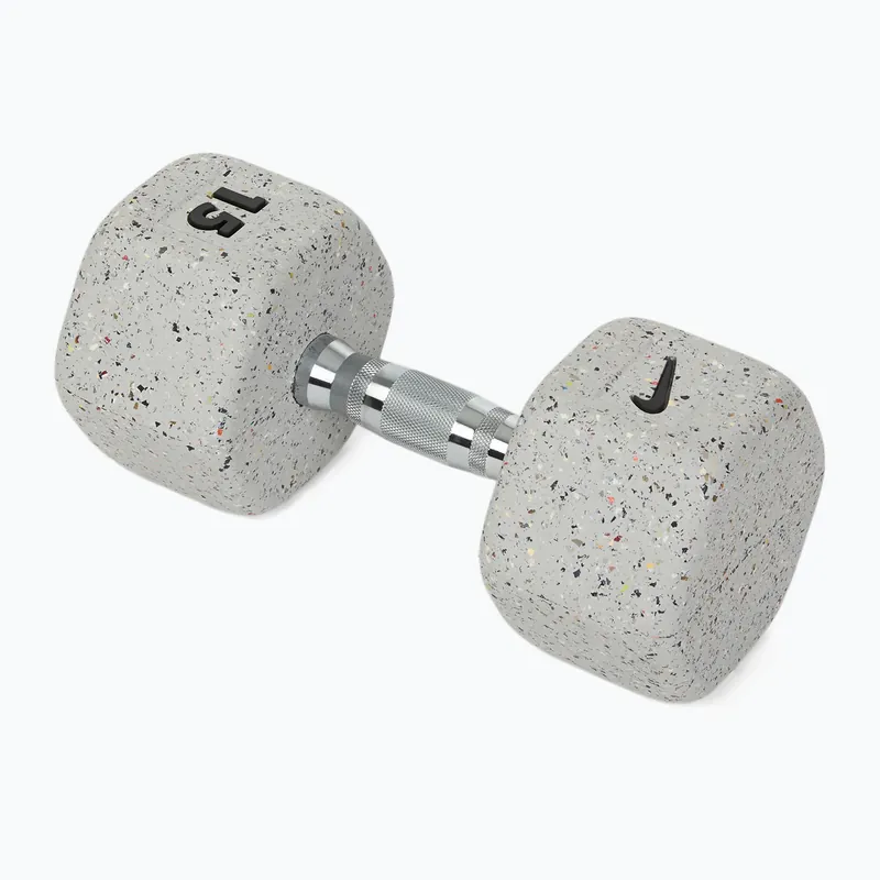 Zlevněný Pogumovaná činka Nike Strength Grind Hex Dumbbell 15 kg wolf grey