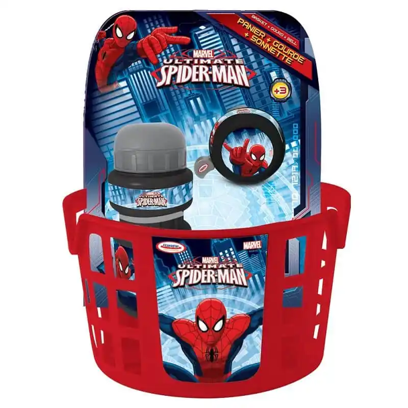 Výprodej Cyklistická sada Spiderman (košík, zvonek, láhev)