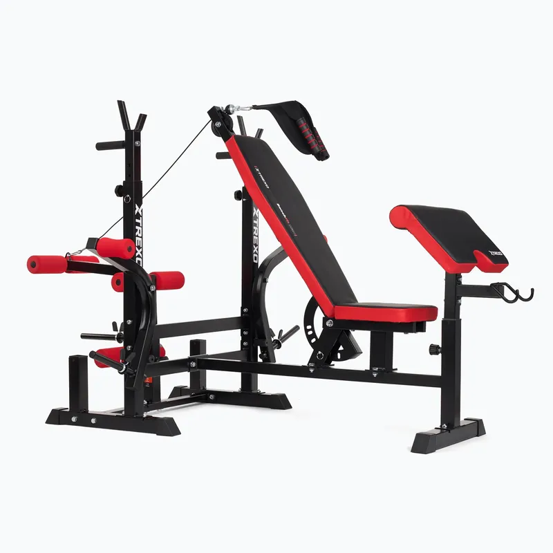 Zlevněný Posilovací lavice XTREXO BenchFit Max se stojanem a bicepsovým pultem black