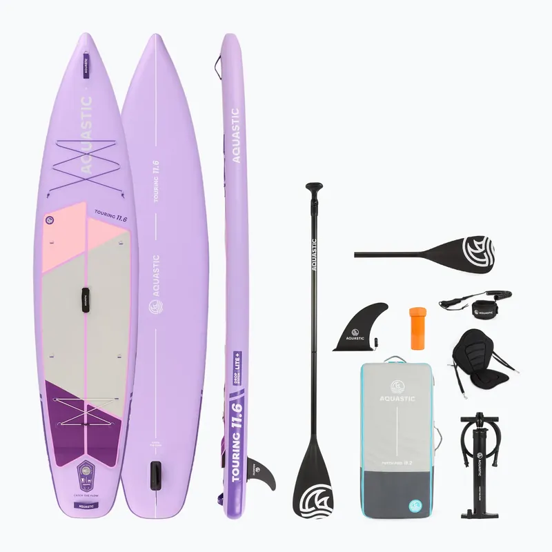 Sleva Sada paddleboard SUP nafukovací AQUASTIC Touring 11‘6" fialový