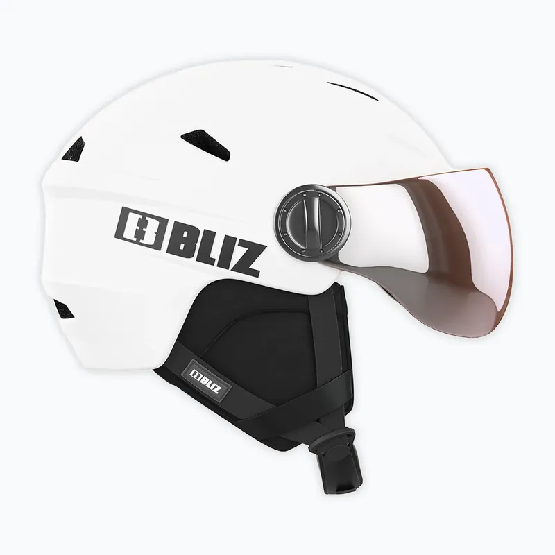 Rychlé Dodání Lyžařská helma Bliz Strike Visor matte white/ orange silver mirror