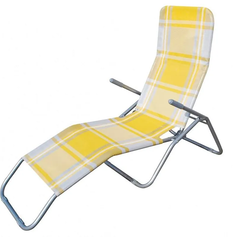Levný Plážové skládací lehátko RELAX, žluté kostkované