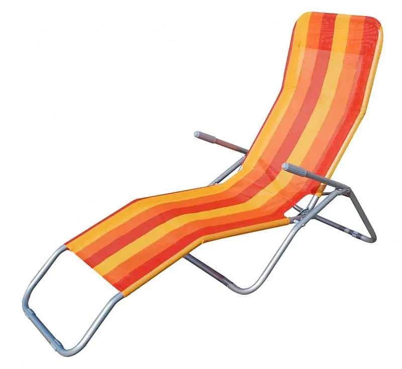 Sleva Plážové skládací lehátko RELAX, červeno-oranžové pruhované
