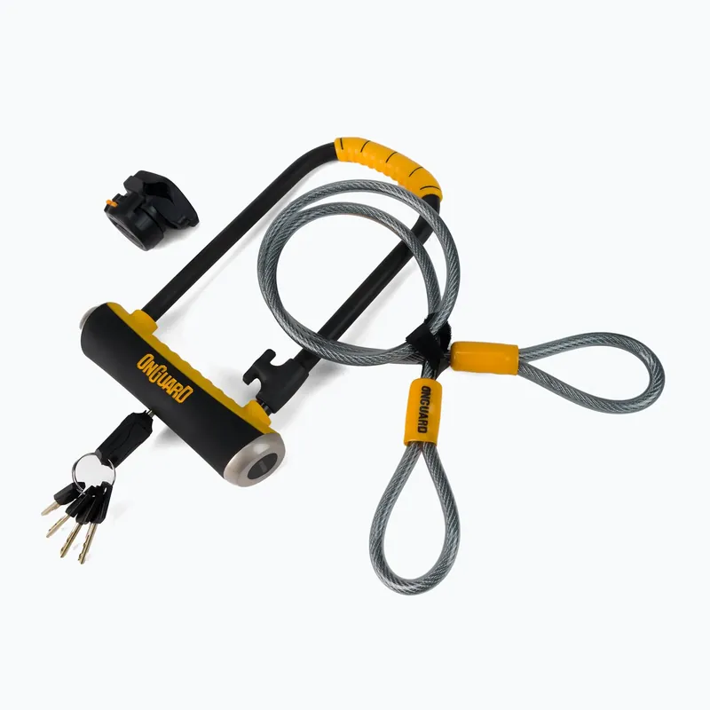 Originální Zámek na kolo ONGUARD PitBull DT 8005 U-LOCK 5 x klíč s kódem+spojka 10mm žlutý ONG-8005