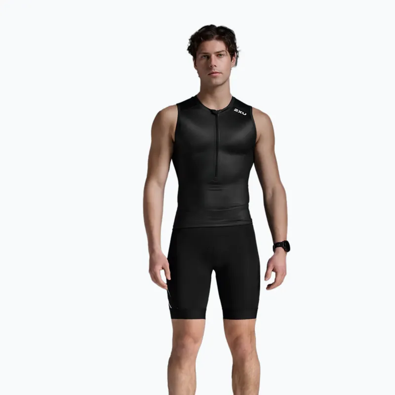 Levný Pánské cyklistické tílko 2XU Core Tri Tank black/white