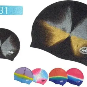 Akce Koupací čepice SILICON MULTICOLOR 1131 černozlatá - světle modrá
