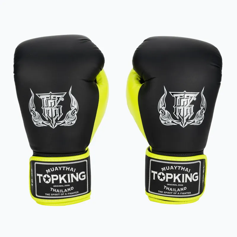 Boxerské rukavice Top King Reborn Semi Leather black/yellow Značkový