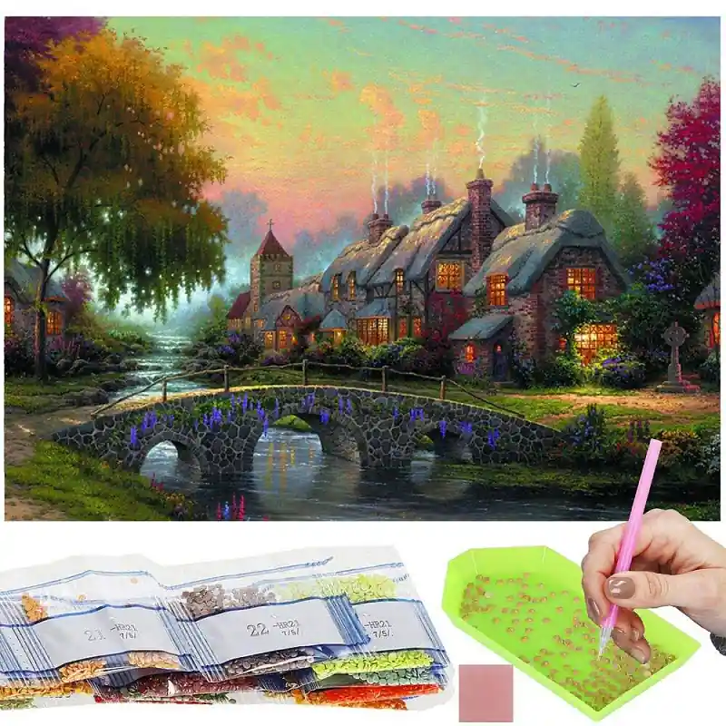 Diamantové malování 40x30 cm, Anglické sídlo Springos ART Sleva