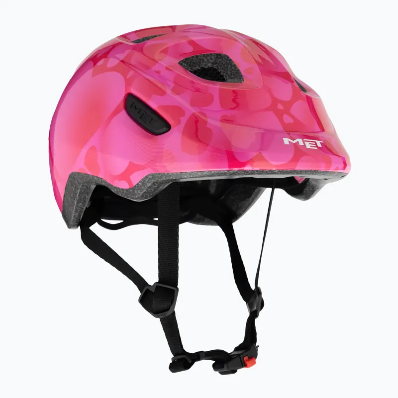 Dětská cyklistická helma MET Hooray pink hearts glossy Omezená Nabídka