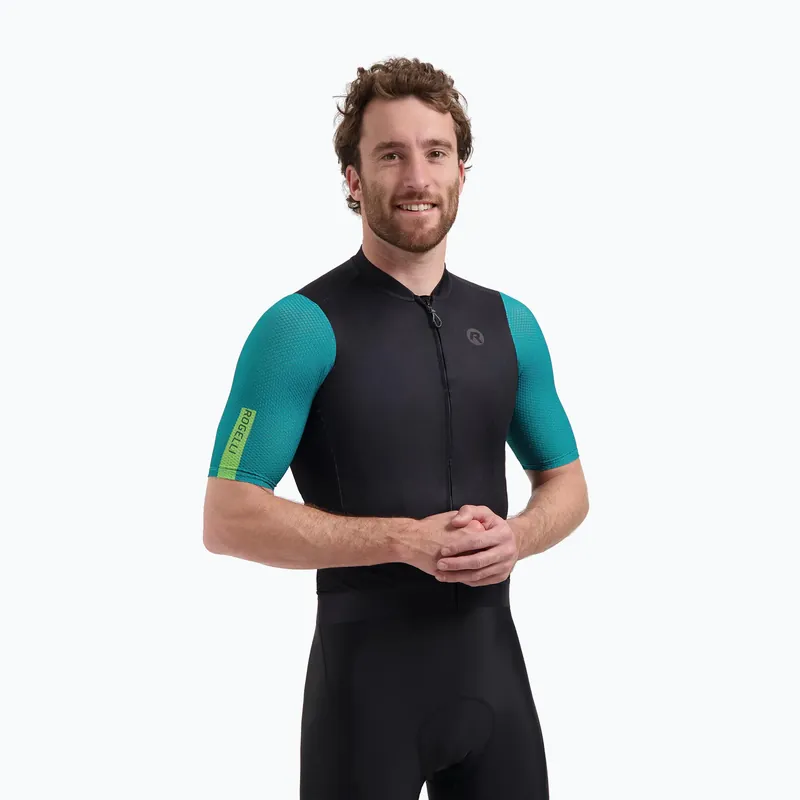 Pánský cyklistický dres Rogelli Fast black/teal/green Expresní Doručení