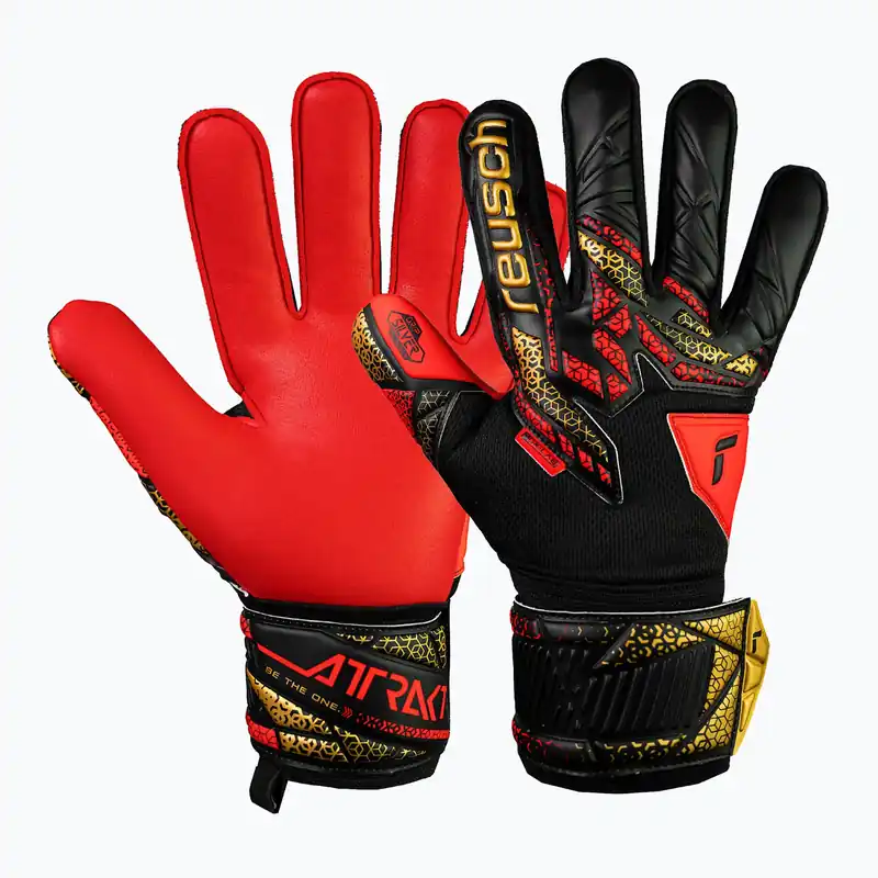 Brankářské rukavice Reusch Attrakt Silver black/gold/fiery red Super Cena
