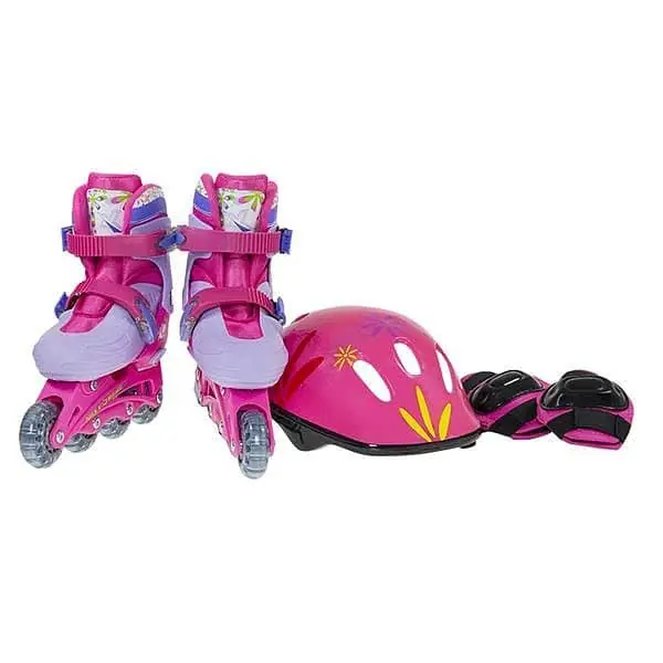 Super Cena NJ 082 SET RŮŽOVÉ DĚTSKÉ KOLEČKOVÉ BRUSLE NILS EXTREME
