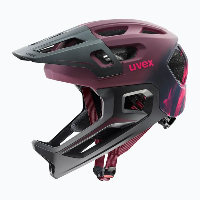 Must-Have Dětská cyklistická helma UVEX React Fullface Jr cranberry matt