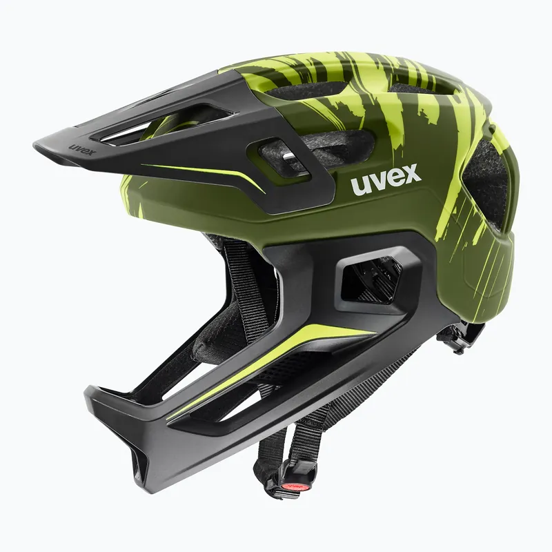 Dětská cyklistická helma UVEX React Fullface Jr dark olive matt Novinka Koupit Online