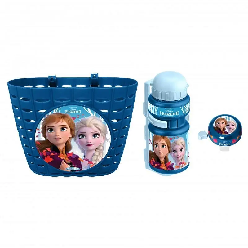 Cyklistická sada Frozen II (košík, láhev, zvonek) - modrá Bezpečná Platba