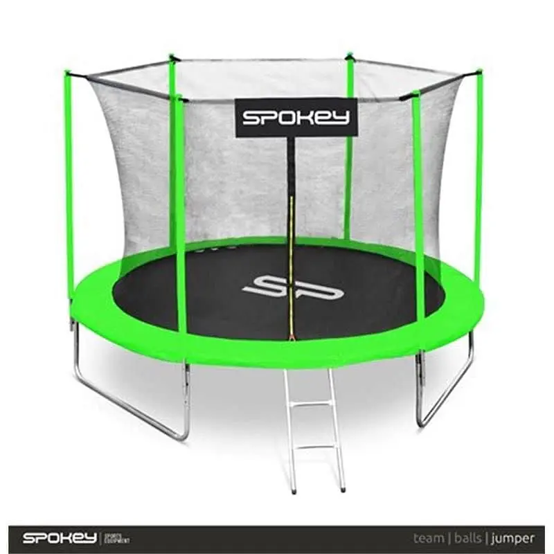 Spokey JUMPER II Trampolína černo-zelená, průměr 305 cm, vč. ochranné sítě a žebříku Speciální Cena